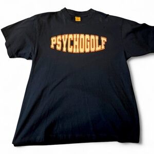 Black Tee with Yellow Golf Label